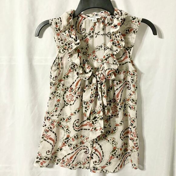 Banana Republic Women's XXSP Ruffle Sleeveless Button Up Blouse - Picture 3 of 11